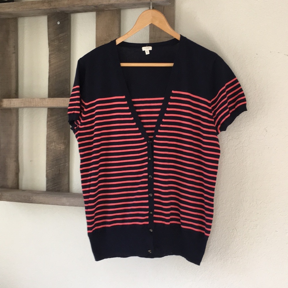 J. Crew shirt sleeve striped cardigan